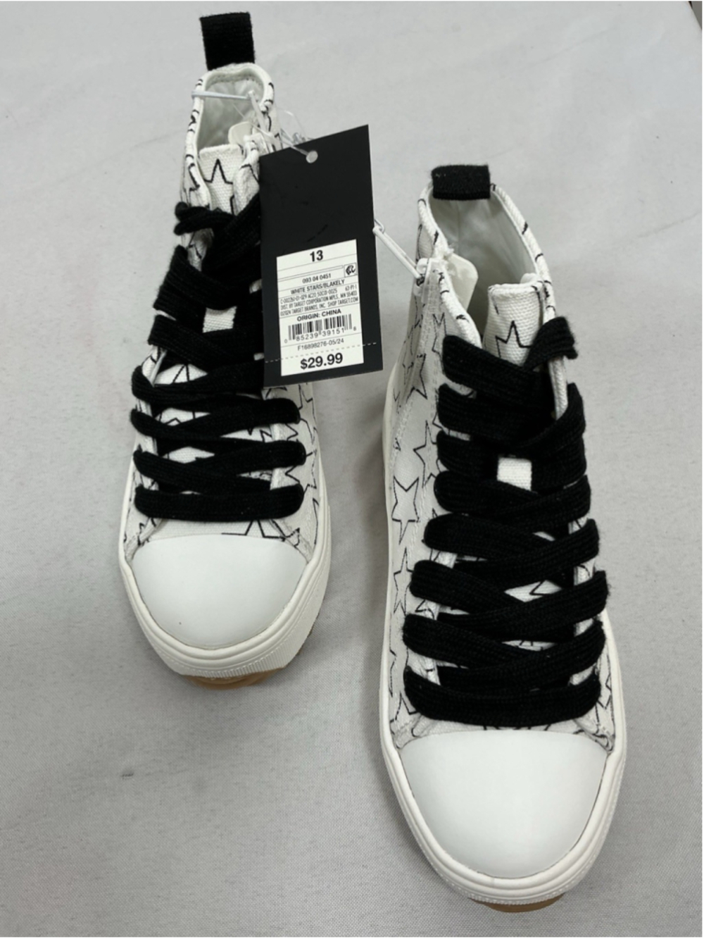 Girls New In Box Art Class Blakely High Top Side Zip Lace Up Sneakers 13 White